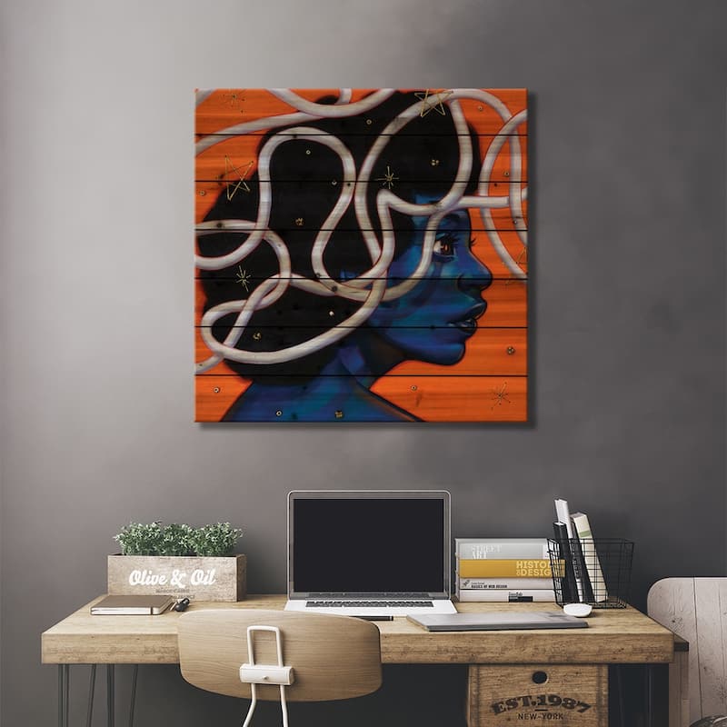 Tangled Spaces Print On Wood by Ejiwa Ebenebe - Multi-Color