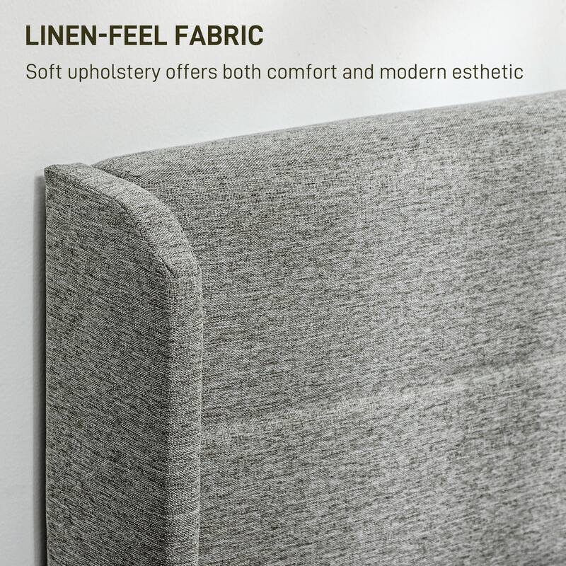 Full Size Storage Bed with 4 Drawer Design, 730lb Capacity, Linen Fabric Headboard