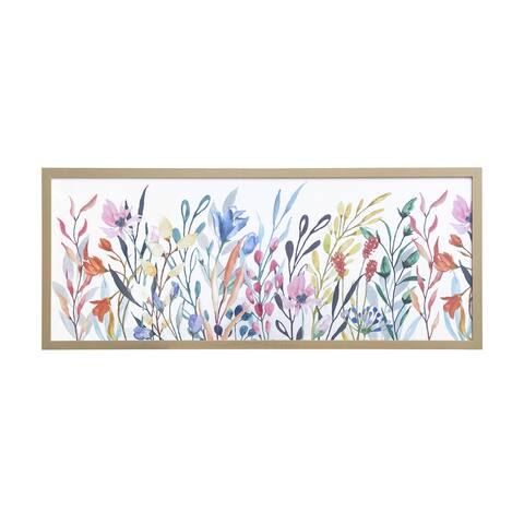 Colorful Wildflowers 19x45 Inch Gold Framed Print Wall Art