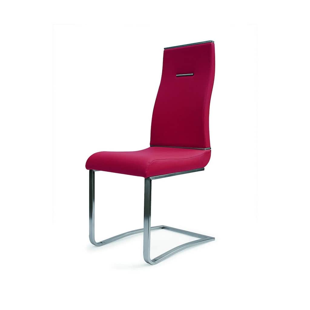 Chrome/Red Faux Leather Upholstered Metal Frame Dining Chair, Set of 2, Sturdy Dining Chair for Dining Rooms - 19