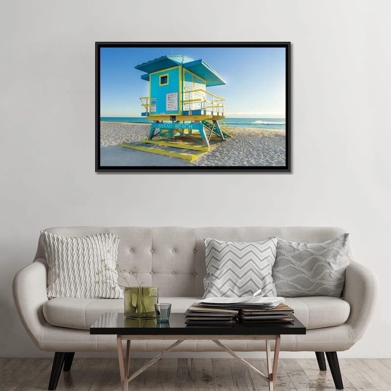 iCanvas "Sunny Beach Day Miami Florida, Blue" by Susanne Kremer Framed Canvas Print