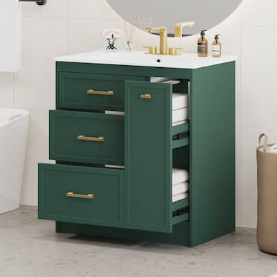 Bathroom Vanity with Sink Combo Set, Bathroom Storage Cabinet with 3 Drawers, Vanity Set with Double-Layer Drawer