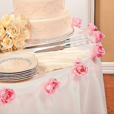 Pink Rose Garland, Valentine's Day, Wedding Supplies, Home Decor, 1 Piece - 72"