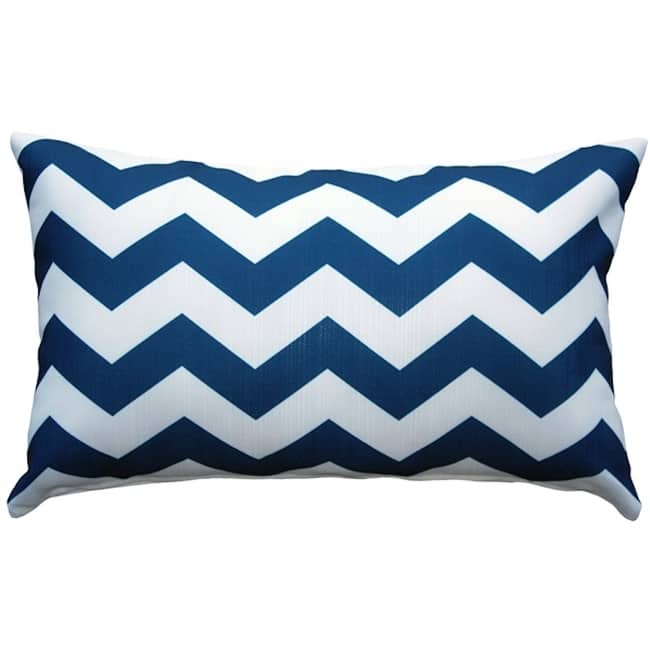 Chevron Bold Blue 12x19 Throw Pillow with Polyfill Insert