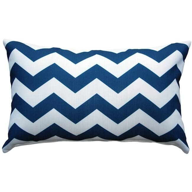 Chevron Bold Blue 12x19 Throw Pillow with Polyfill Insert