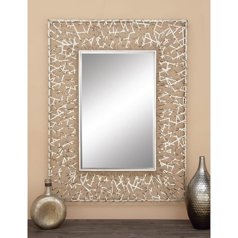 Silver Metal Ribbon Wall Mirror - 33 x 2 x 43 - 33 x 2 x 43 - Silver