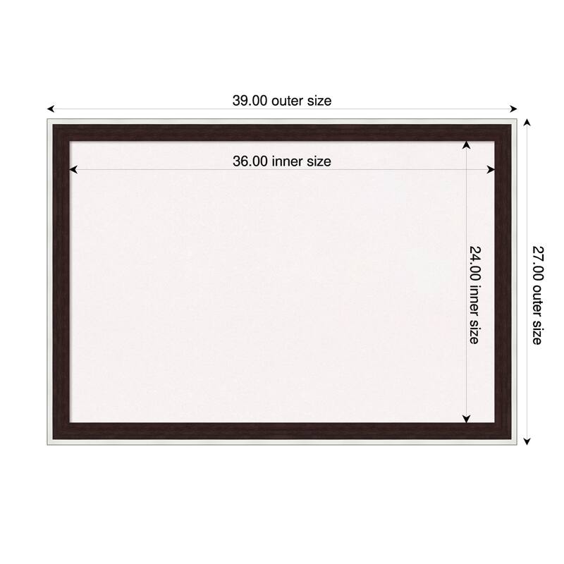 Maya Espresso Silver Framed Cork Board - Bulletin Board, Organization Board, Pin Board - White - 39 x 27 in