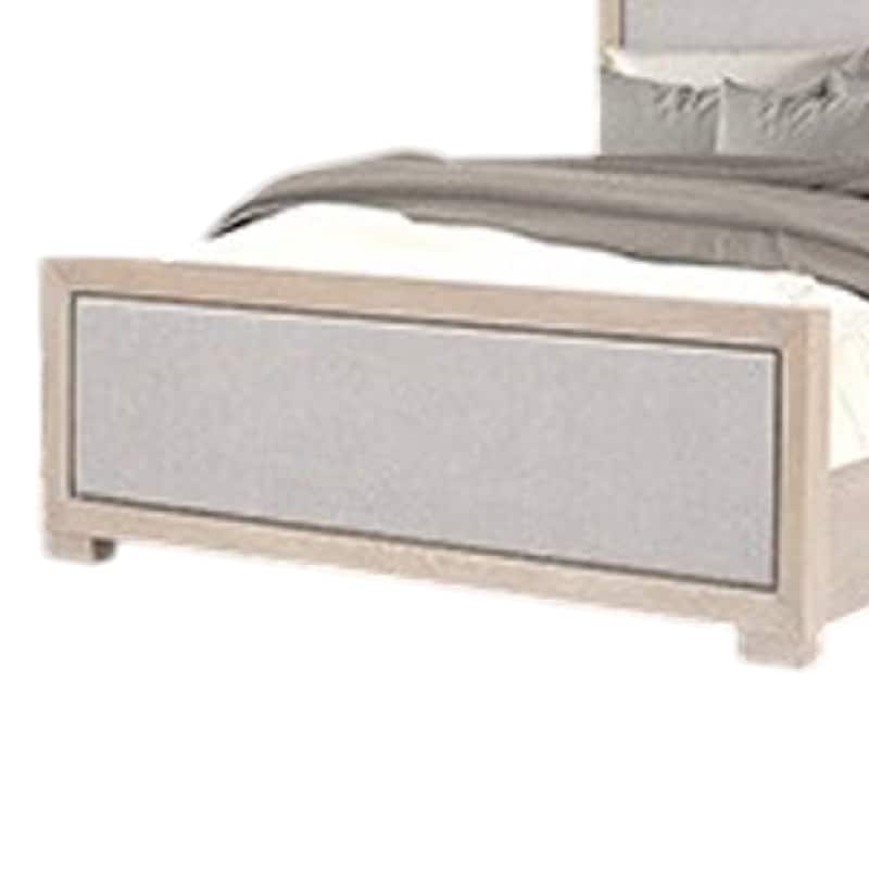 Kizie Queen Size Bed, Modern Upholstered Tawny Brown Gray Solid Wood