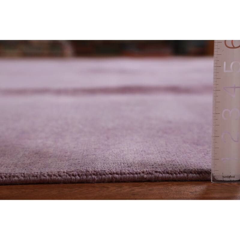 Hand Knotted Oriental 100% Wool Carpet Modern Solid Purples Gabbeh Area Rug - 12' 2'' X 11' 11''