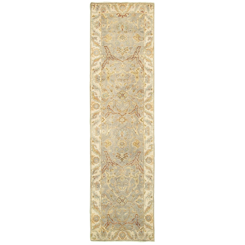 Style Haven Palma Vintage Inspired Wool Hand Knotted Area Rug - 2' 6" x 10' - Grey/Cream - Runner