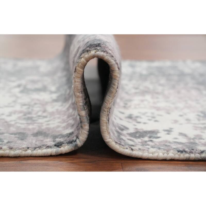 Hand Knotted Oriental Viscose Silk Carpet Modern Abstract Greys & Charcoal Abstract Area Rug - 4' 0'' X 2' 0''