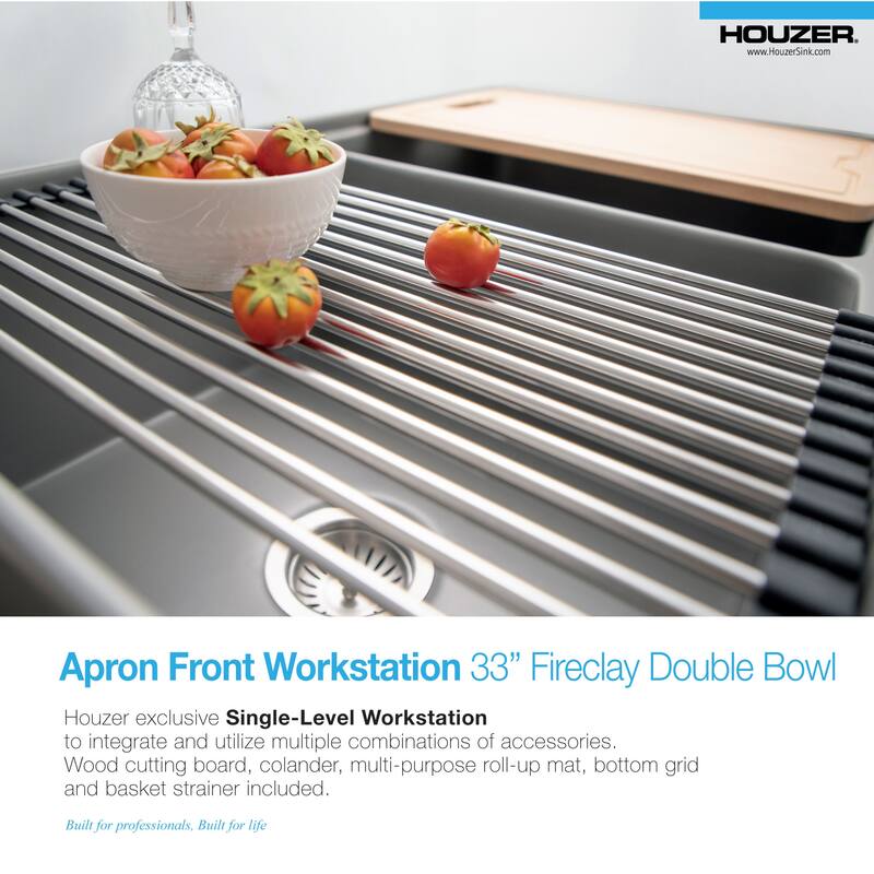 Houzer PTW-3320SD Aspire 33" Farmhouse Double Basin Fireclay Kitchen