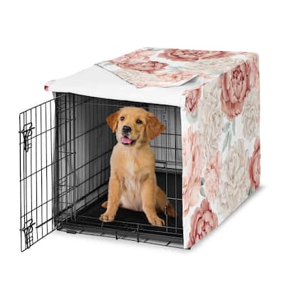 Sweet Jojo Designs Blush Pink Boho Shabby Chic Floral Dog Crate Kennel Cover 36in. Bohemian Vintage Garden Watercolor Elegant