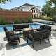 preview thumbnail 40 of 144, Aluminum Patio Outdoor Sectional Sofa Set with Fire Pit, Swivel Rocking Chairs and Ottomans