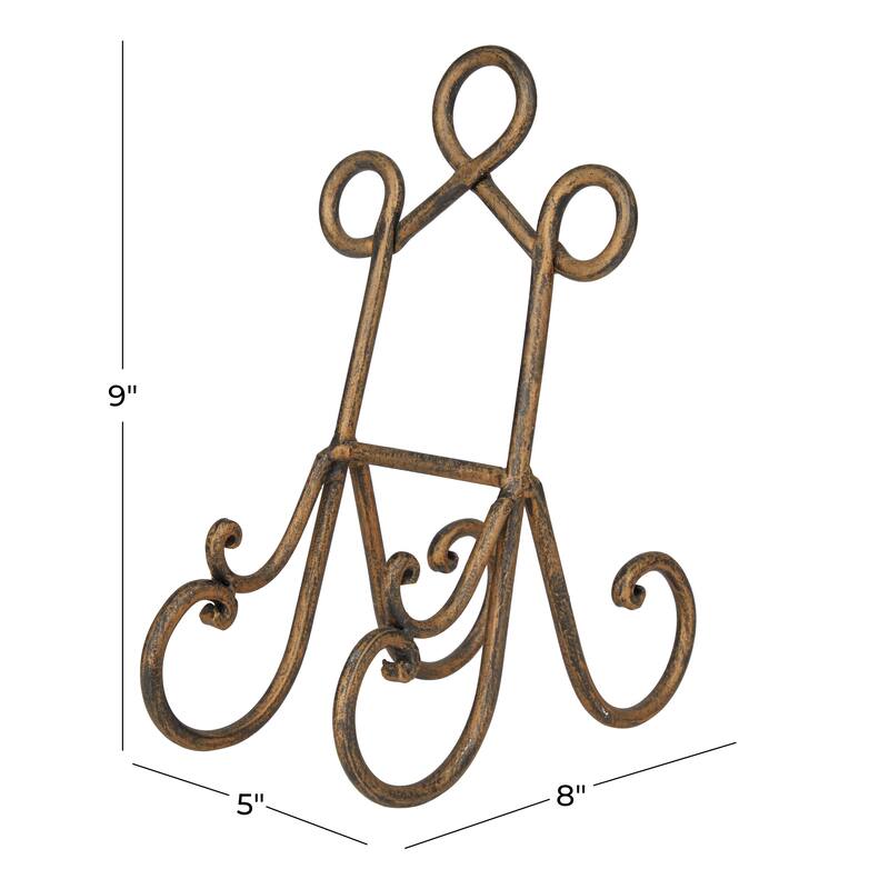 Metal Scroll Display Easel - Gold, Black or Brown - Roche River Decor