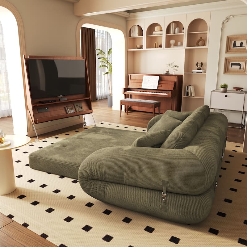 Foldable Corduroy Sleeper Sofa Bed