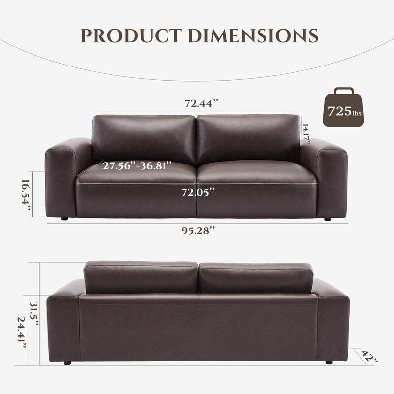 Oversized 3-Seater Sofa-Extra Deep Seats Wide Arms for Living Room, Apartment