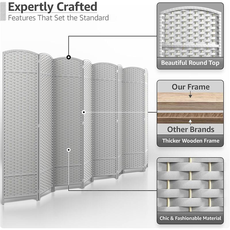 Room Divider Folding Privacy Screen Tall Partition Foldable Wall 8 Panel - 96” L x 19.50” W x 69” H