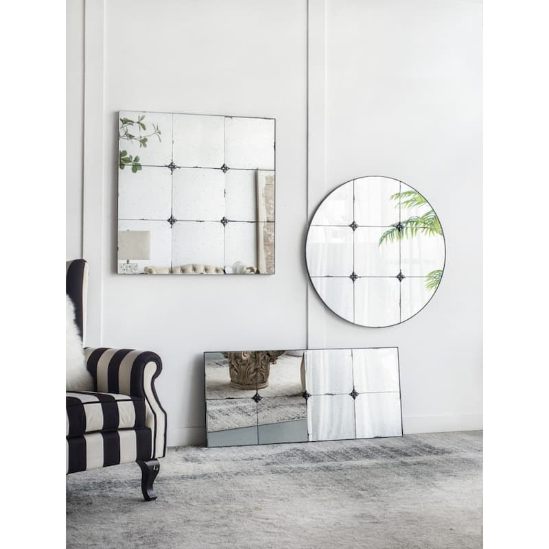 Antique-Style Glass Panel Wall Mirror - 35.75"