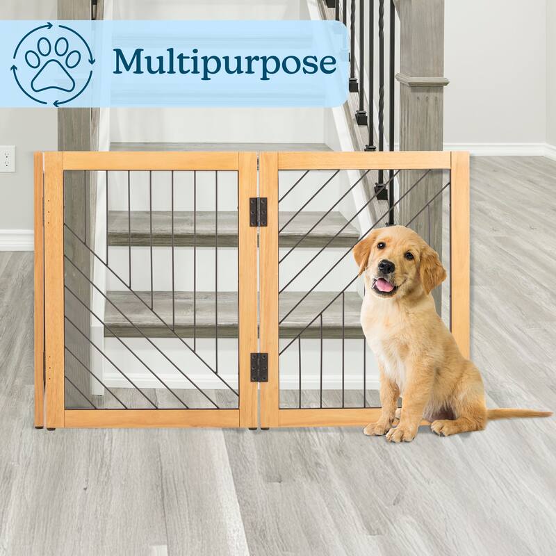 PETMAKER 3-Panel Foldable Pet Gate, Natural - N/A