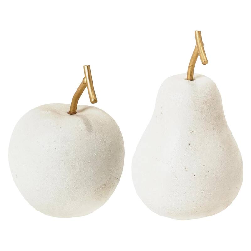 Cream White Fruit Table Top Apple And Pear, Set of 2 - Cream