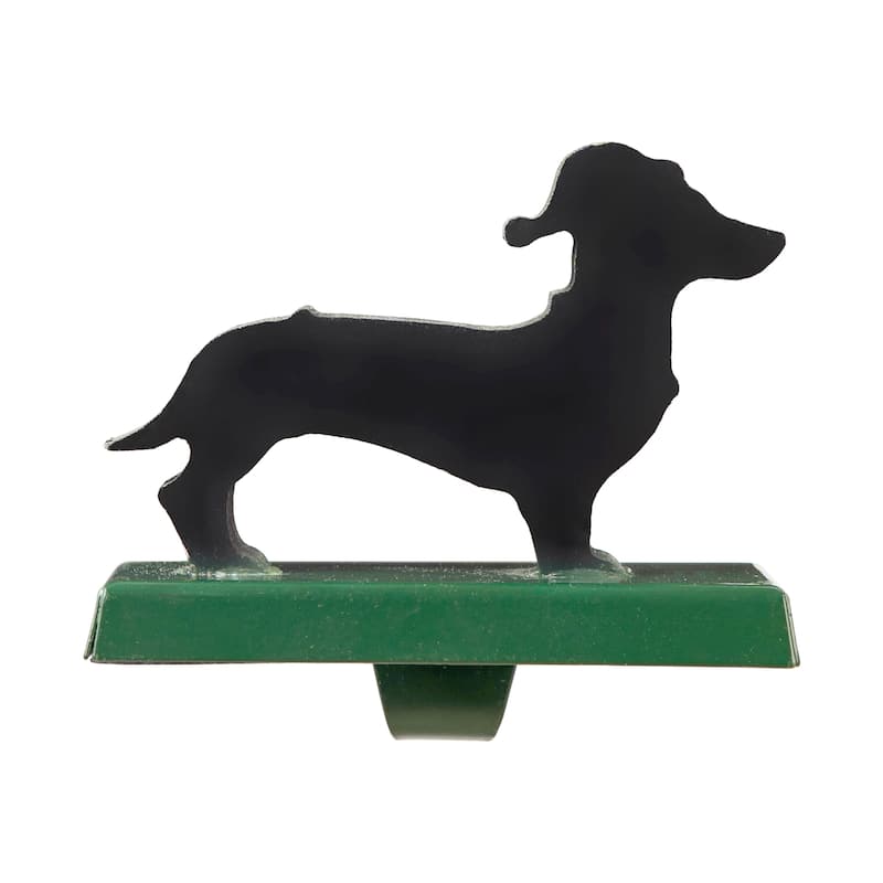 Glitzhome Christmas Dachshund Reindeer Red Car Stocking Holders Rustic Mantel Ornament