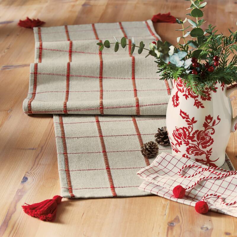 14.5" x 72" Check Runner With Tassels