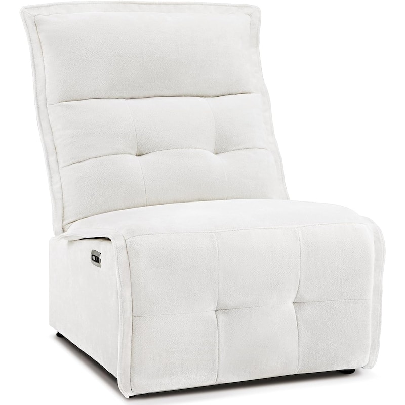 MCombo Armless Power Recliner Chair with USB Ports, 3.5" Wall Clearance Electric Reclining Sofa Chair for Living Room, ALR01 - Cream White
