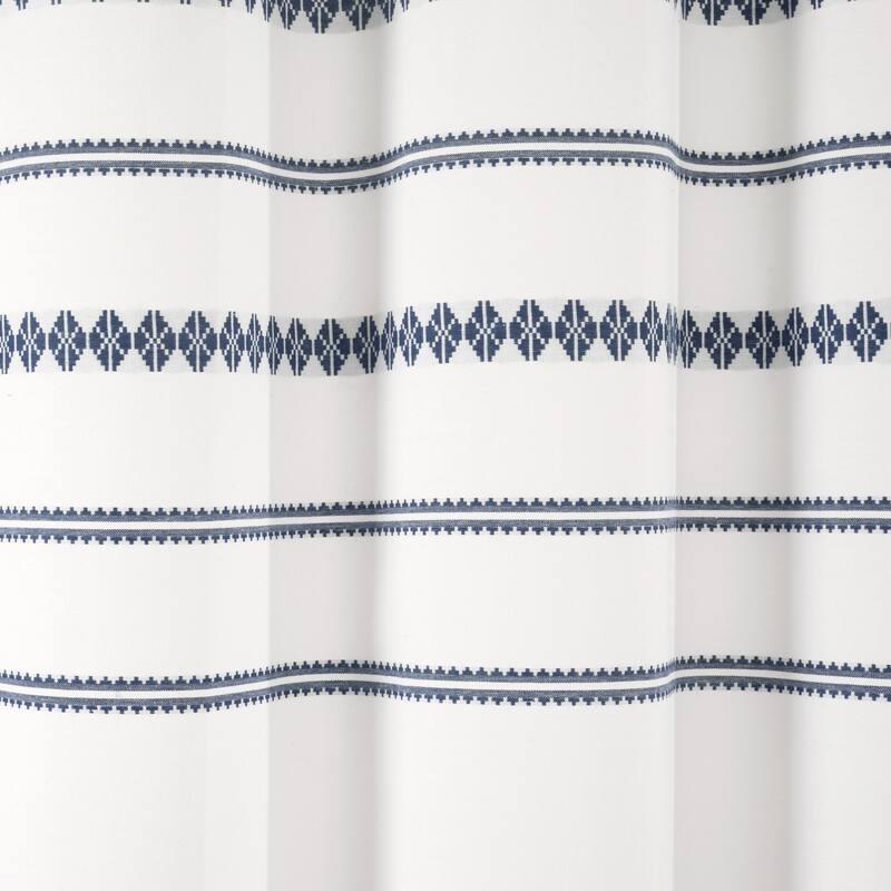 Lush Decor Breezy Chic Tassel Jacquard Eco-Friendly Recycled Cotton Shower Curtain Single