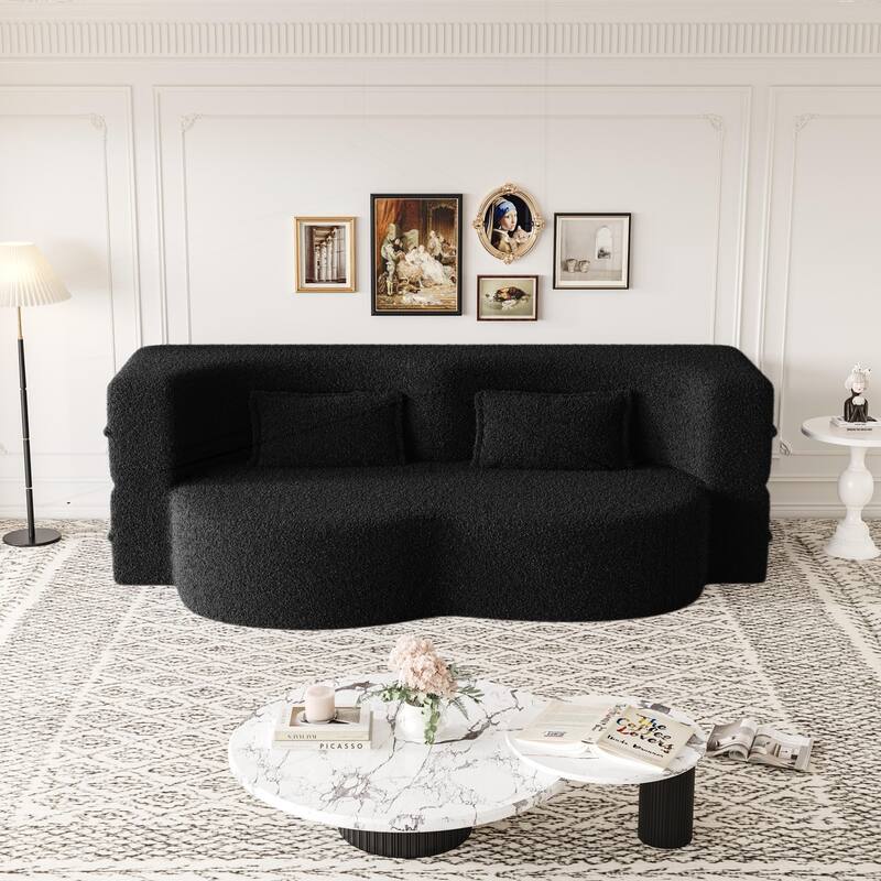 Versatile Convertible Foam Sofa Bed with Removable Cushions and Pillows