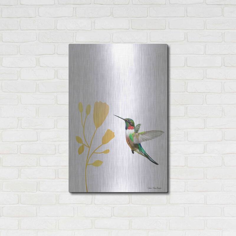 Luxe Metal Art 'Hummingbird and the Flower' by Seven Trees Design, Metal Wall Art