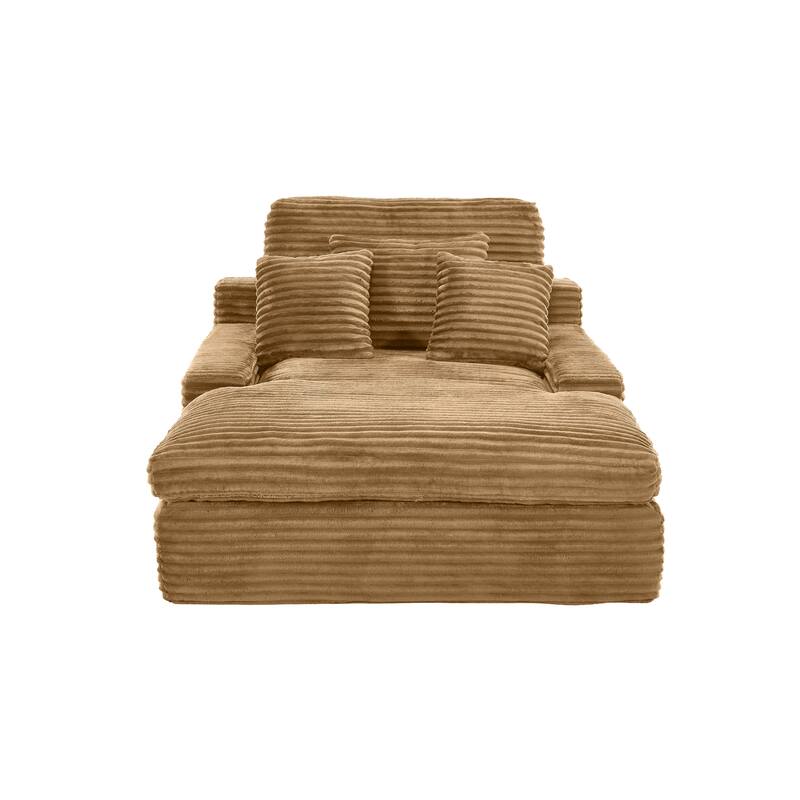 Modern Upholstered Chaise Lounge Sofa for Living Room Office, 75" Oversized Leisure Sofa 2 Seat Sleeper Couch with Pillows