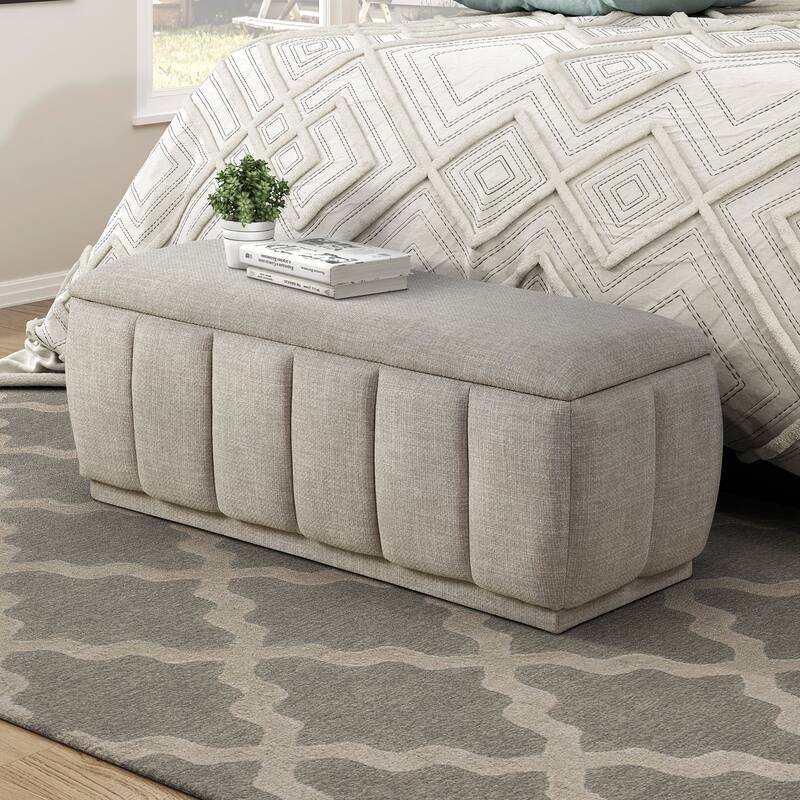 Odessa 47" Textured Lift Top Storage Bench - Foam Cushioned Seat