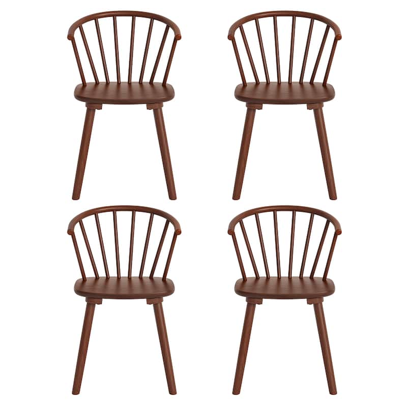 Modern Kitchen Wooden Spindle Back Armless Set of 4 Dining Chairs