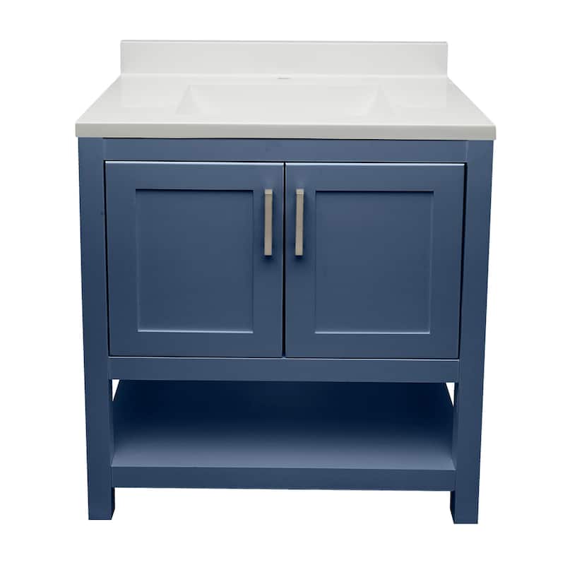 Taos 31 in. W x 22 in. D x 36 in. H Bath Vanity in with White Cultured Marble Top Single Hole.