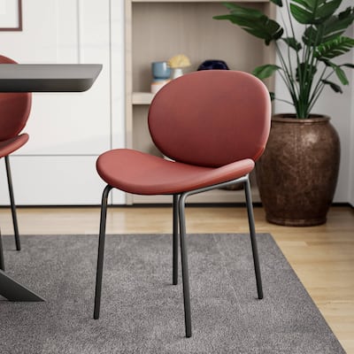 Leather Dining Side Chair with Powder-Coated Iron Legs Servos Series