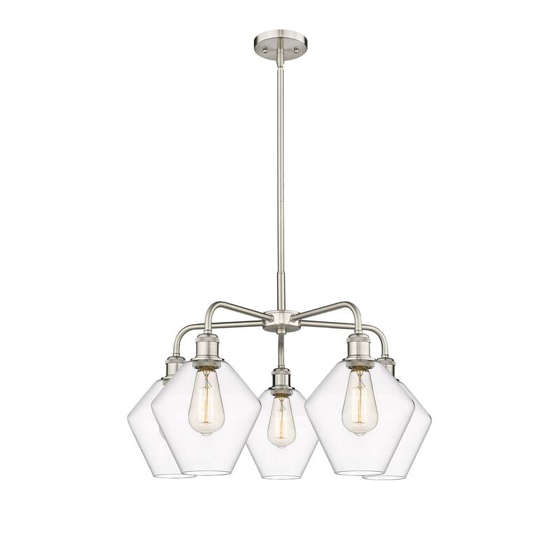 Innovations Lighting Cindyrella - 5 Light 8" Stem Hung Chandelier - Clear/Satin Nickel