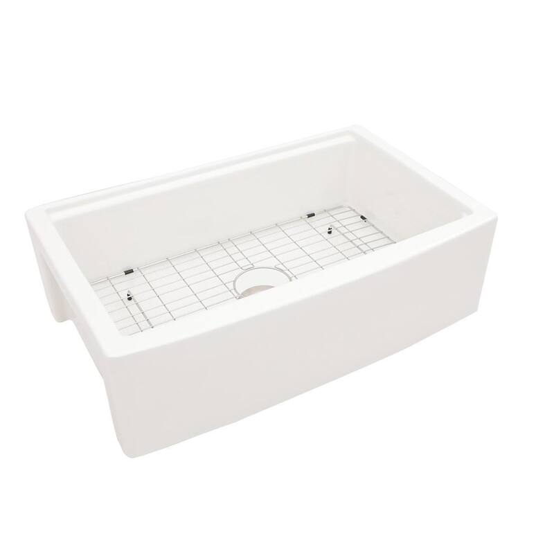 33" Farmhouse Single Bowl Ceramic Kitchen Sink in White - 33'' x 21'' x 10''