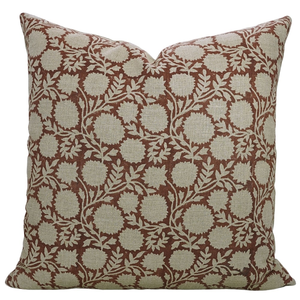 Linen Farmhouse Block print pillow Cover - Rajat