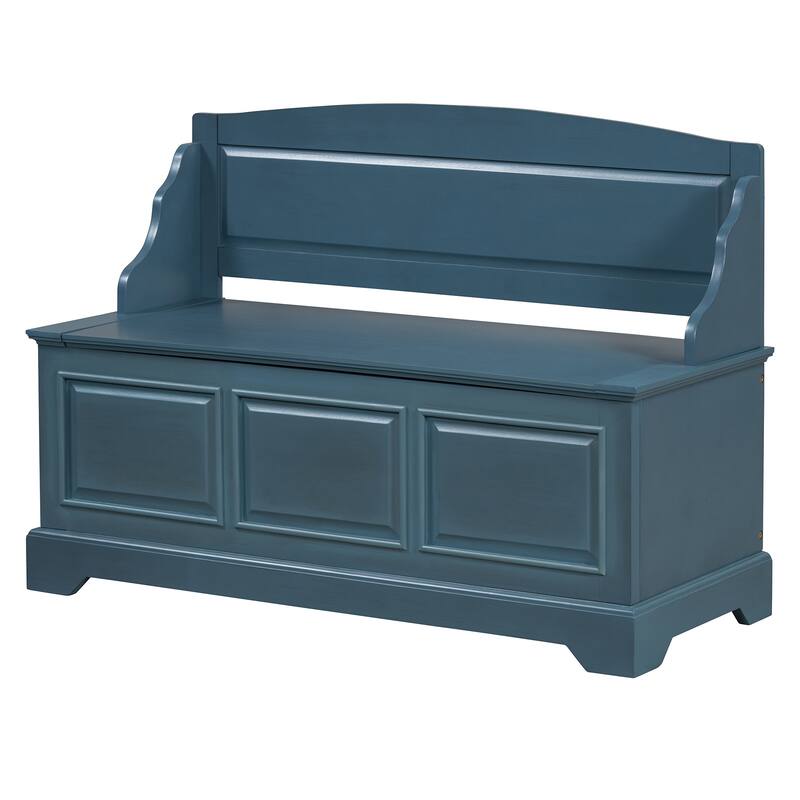 Shoe Storage Bench Wooden Entryway Bench with Linen Cushion