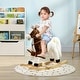 preview thumbnail 39 of 38, Kids Plush Rocking Horse with Authentic Neigh Sounds, Saddle, and Stirrup for 3-8 Years Old - Comfortable Velvet Fabric