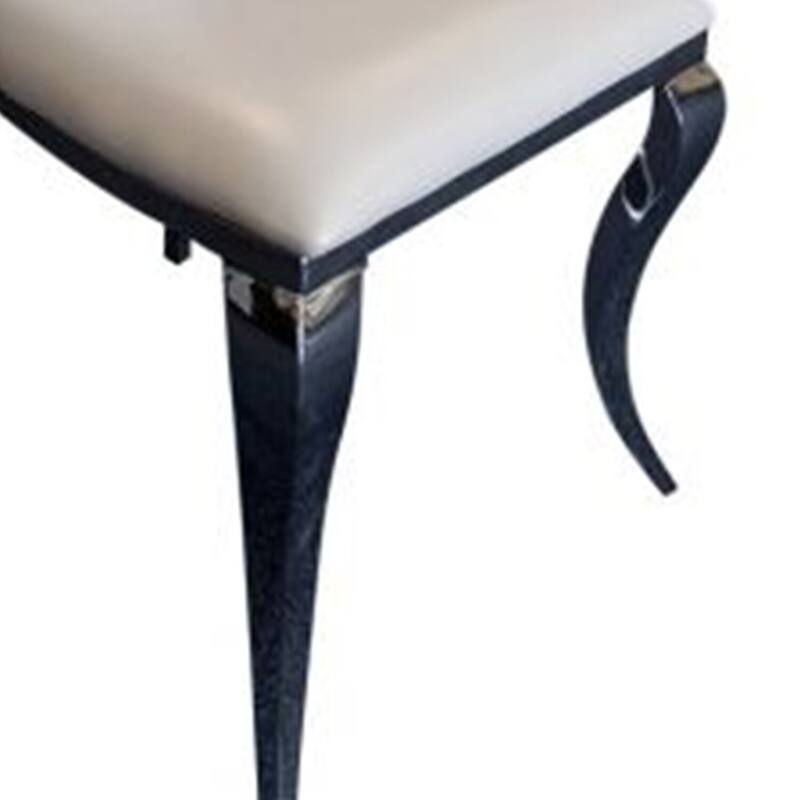 Chrome/White Faux Leather Upholstered Metal Frame Dining Chair, Set of 2, Sturdy Dining Chair for Dining Rooms - 19