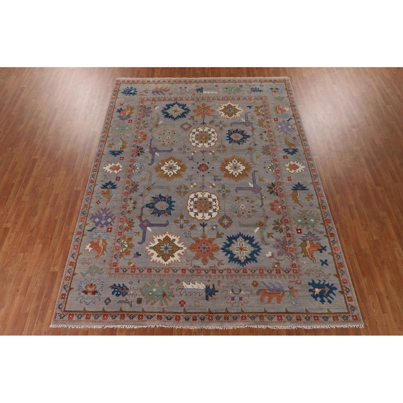 Transitional Oushak Oriental Area Rug Handmade Wool Carpet - 9'2" x 12'1"
