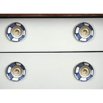 Charming Blue And Gold Set Of 8 Knobs