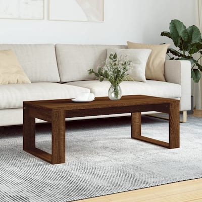 vidaXL Coffee Table White/Black/Brown Oak/Smoked Oak 40.2"x19.7"x13.8" Engineered Wood - 40.2" x 19.7" x 13.8"