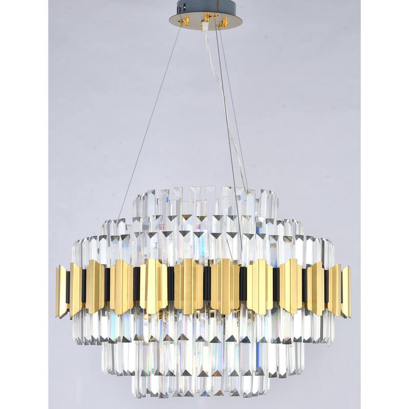 18 Light Gold Chandelier With Clear Crystal Accents
