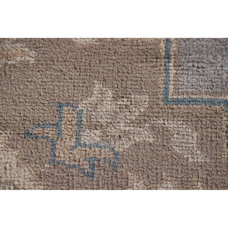 Geometric Oushak Style Area Rug Hand-knotted Wool Carpet - 8'10"x 12'0"