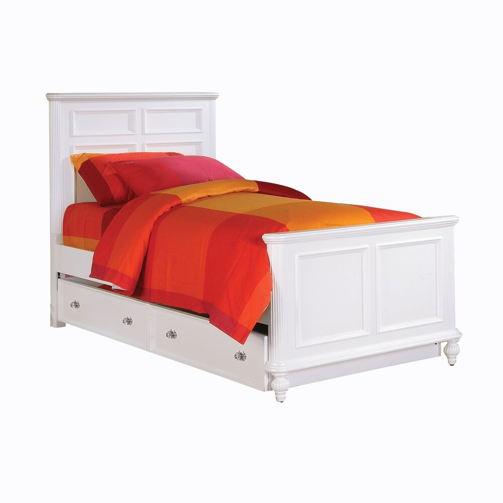 Overstockwooden Twin Bed With Panelled Headboard And Footboard White White Twin Dailymail