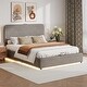 preview thumbnail 27 of 35, Upholstered Queen Hydraulic Storage Bed with RGB LED Light - Elegant Green Velvet Design