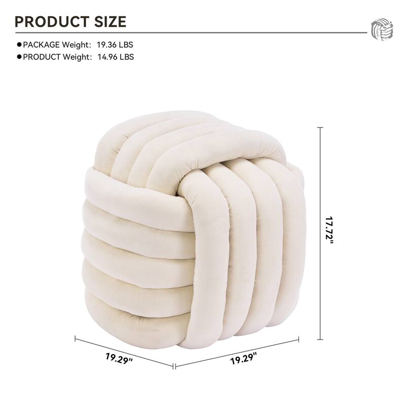 060Chenille Fabric Modern Knot Design Ottoman Makeup Stool Footstool, Comfortable and Stylish Seat for Living Room, Bedroom,